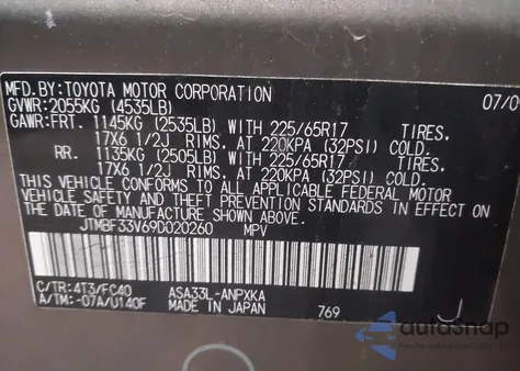 2009 Toyota Rav4 from USA, damaged, VIN JTMBF33V69D020260